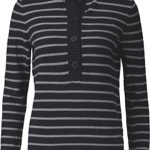Tory Burch Giselle Sweater Charcoal Pink Stripe - Picture 2 of 7